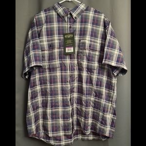 NWT Mens FIELD & STREAM Patriot Blue Button Button Plaid Dress Shirt Sz 2XL